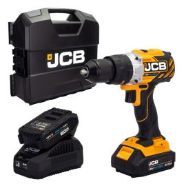 JCB 18V B/L Combi Drill 2x2.0Ah Lithium-Ion Battery and 2.4A Charger in W-Boxx 136