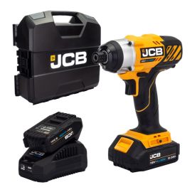 JCB 18V Impact Driver 2x3.0Ah Lithium-Ion Battery and 2.4A fast charger in W-Boxx 136